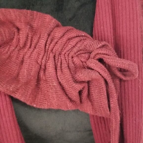 No Boundaries wine colored lace back cardigan - Picture 3 of 7